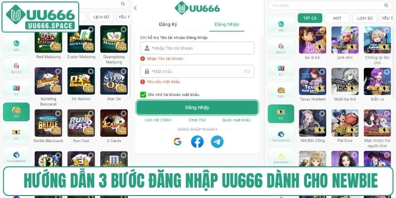 Hướng dẫn 3 bước đăng nhập UU666 dành cho Newbie